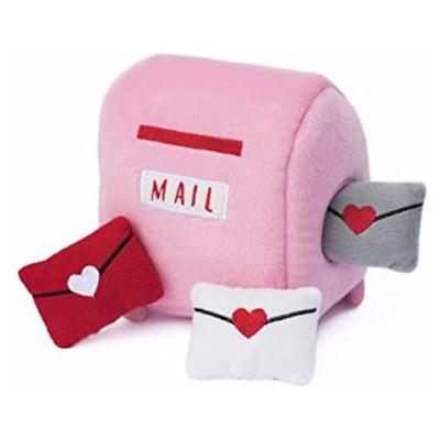 China Durable Stuffed Mailbox With Three Letters For Dog Toys Squeaker Toys Crinkle Paper Inside Dog Toy for sale