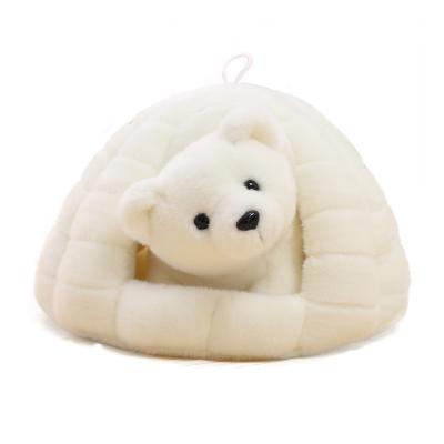 China Sustainable Pet White Seal With Shape White Plush House Ice Squeaker Healthy Durable Dangle Squeaky Teeth Cleaning Stuffed Dog Toy for sale