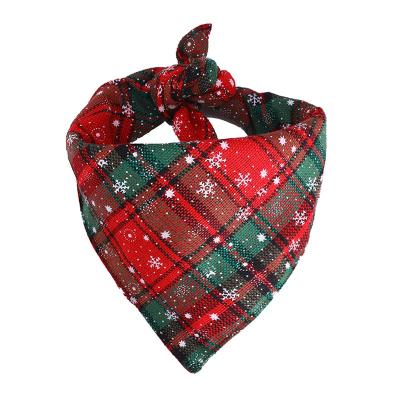 China 2022 Hot Selling Amazon Tartan Sublimation Printed Hot Viable Wholesale Custom Christmas Dog Scarf Bandanas Accessories Triangle With Logo for sale