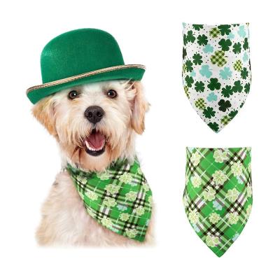 China Viable Custom Design With Green Christmas Pattern Pet Logo Dog Collar Triangle Bandana Dog Hat And Bandana Set for sale