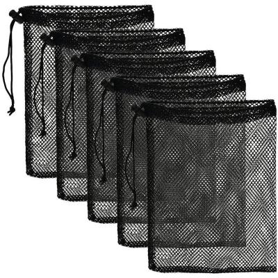 China Fashion Custom Sports Black Mesh Bag Durable Nylon Drawstring Rope Lock Slide Closure Mesh Sports Equipment Bag Large for sale