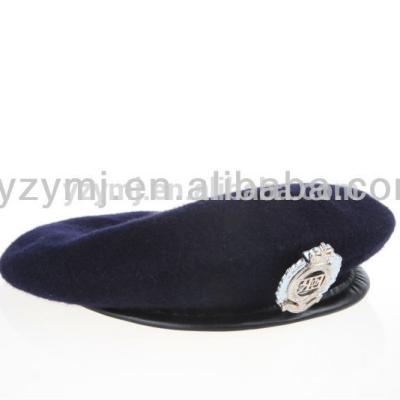 China Character Handmade Black Wool Beret Hat Military Wholesale for sale