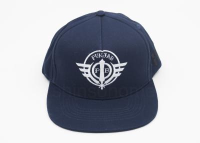 China Full Blue Embroidery Snapback Official Baseball Cap / Hats 100% Cotton Twill for sale