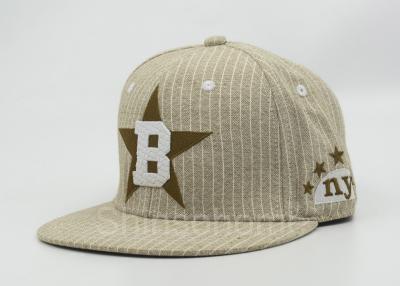 China Adjusted Snapback Baseball Caps Cotton Embroidery Khaki With White Logo for sale