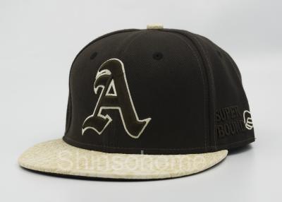 China Youth / Adults Snapback Acrylic Baseball Caps Unisex Brown And Beige , 58 cm for sale