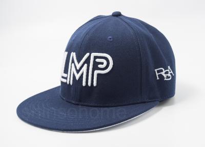 China OEM 3D Embroidered Snapback Hip-Hop Baseball Caps Blue Flat Rounded Brim for sale