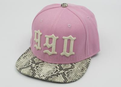 China Party Adjustable Flat Brim Baseball Hat Embroidery Pink With Leopard Brim for sale