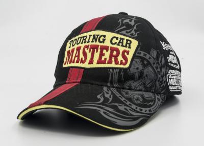 China Racing Sandwich Visor Printed Baseball Caps 100% Cotton Patch Embroidery for sale