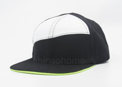 China Two Tone 7 Panels Big Head Baseball Cap Plain Cotton Twill Brim Flat Brim for sale