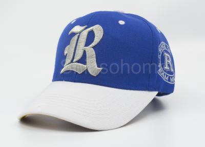 China Fashion Letters Acrylic Embroidered Baseball Caps Two Stone Blue With White for sale