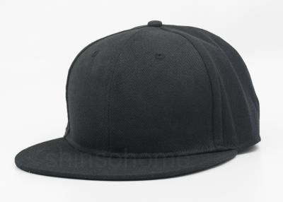 China Six Panels Flat Black Plain Baseball Caps Snapback Acrylic 58 cm Personalized for sale