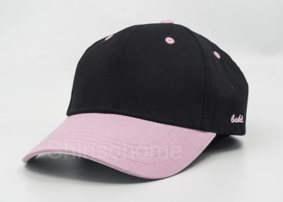 China Ladies 100% Acrylic Plain Baseball Caps Hats Personalized Black With Pink 56 - 60cm for sale