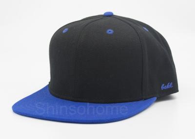 China Embroidery Plain Baseball Caps Acrylic Double Color Adjustable Black With Blue for sale