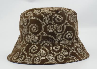 China Leisure Fishing 100% Cotton Twill Bucket Hat Soft Full Printed With Golden Line for sale