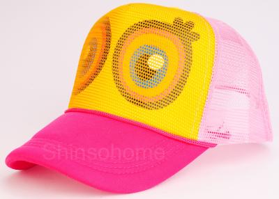 China Cute Mesh Snapback Trucker Hat Colorful Cotton Mesh Adjustable 56 - 60cm for sale