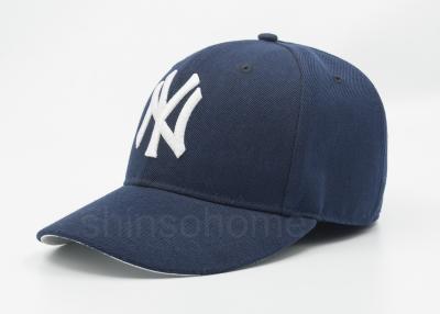 China 3D Puff Embroidermen Fitted Baseball Hat 100% Acrylic Blue For Adults 58cm for sale