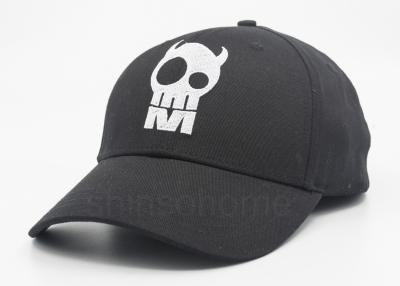 China Black 100% Cotton Fitted Baseball Caps 6 Panel With Flat Embroider for sale