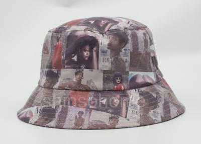 China Printint Logo Waterproof Fishing Bucket Hat 100% Cotton PU Leather Fabric for sale