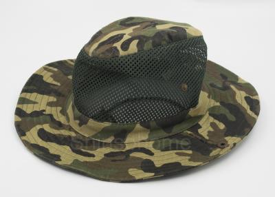 China Cotton Mesh Camo Fishing Bucket Hats For Men , Customized Label for sale