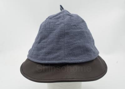 China Unisex Linen Peaked Duckbill Hat Cap With Curved Brim , Blue And Brown for sale