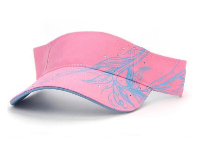 China Ladies Velcro Closure Sun Protection Visor Pink Cap Printed Adjustable for sale