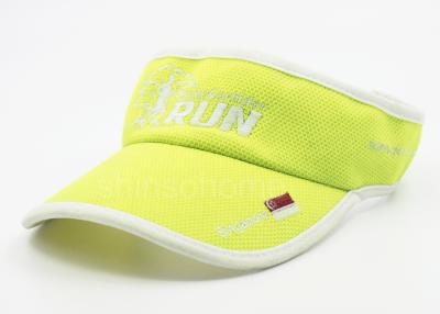 China Tennis Fluorescence Yellow Sun Visor Cap Cotton With Velcro Back Closure for sale