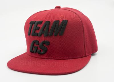 China Racing Dark Red Snapback Flat Brim Baseball Caps 100% High-End Acrylic for sale