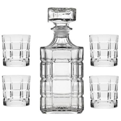 China Hotsale Diamond Style 5pcs Running Whiskey Glass Wine Decanter Set For Whiskey for sale