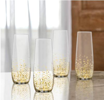 China Champagne Flutes Set Part 4 Luxury Stemless Dining Beverage Drinking Wine Glasses, Glassware Cups For Water, Liquor, Whiskey for sale