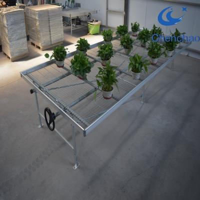 China Metal Mesh Panel Top Rolling Bench Metal Rolling Benches Greenhouse Seed Bed Greenhouse Bench for sale