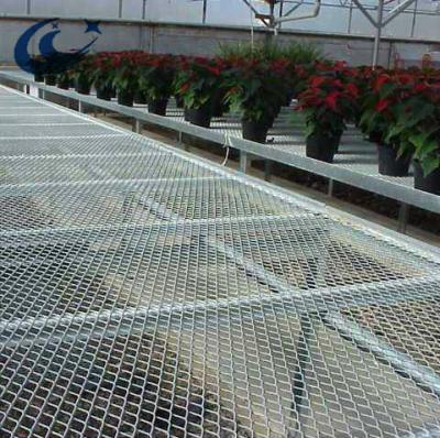 China Easily Assembled Cheap Price Greenhouse Rolling Tables Galvanized Factory Expanded Metal Bench For Greenhouse for sale