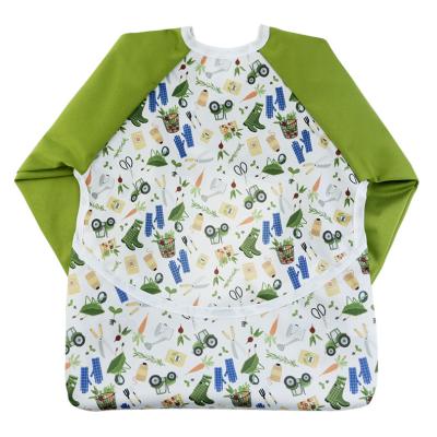 China Sustainable Waterproof Baby Shirt Apron Bib Weaning Bib Feeding Long Sleeve Baby Bibs With Pocket for sale