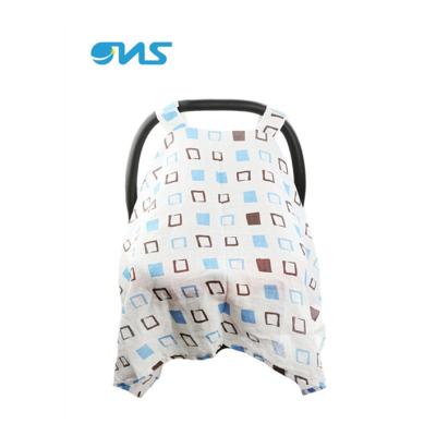 China Two Layers of Safety Blanket Infant Carseat Muslin Geometry Blue Design Muslin for sale