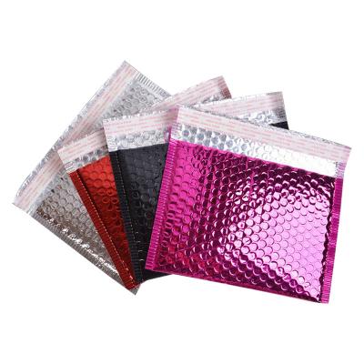 China Shiny Shock Resistance Aluminum Foil Rose Gold Bubble Envelope Printing Air Padded Bubble Mailers Custom Delivery Package Apparel Shipping Bags for sale