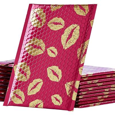 China Non-Toxic Eco-Friendly Waterproof Custom Printed Envelope Air Padded Bubble Mailers Shipping Packaging Mailing Bags Bubble Mailers Delivery Rose Gold Messenger Poly for sale