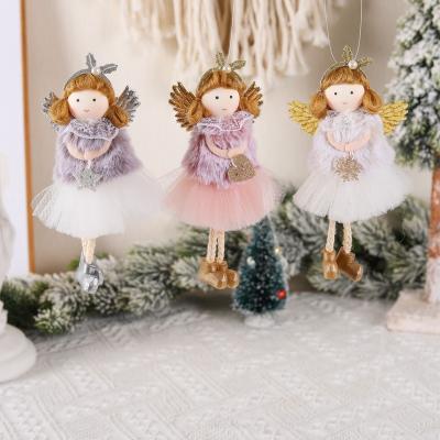 China Cute Christmas Decoration Christmas Plush Angel With Headband Christmas Hanging Ornament For Home Decoration for sale