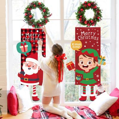 China Doll Christmas Cartoon Christmas Party Decorations Long Legs Flag Wall Hanging Decoration for sale