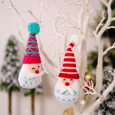 China Pointed Christmas Tree Hanging Striped Christmas Party Decorations Cartoon Hair Ball Hat Old Man Hanging for sale