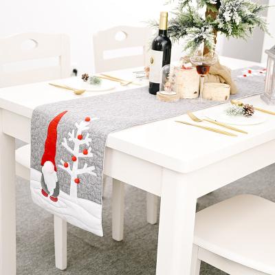 China Viable Christmas Ornaments Doll's Gray Table Runners Home Decoration Faceless Christmas Tablecloth for sale