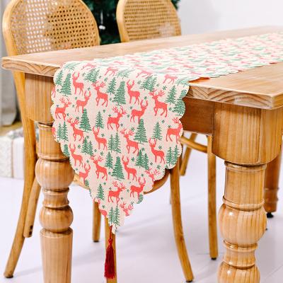 China Viable Christmas Decorations Table Flags Table Decorations Printed Canvas Tablecloth for sale