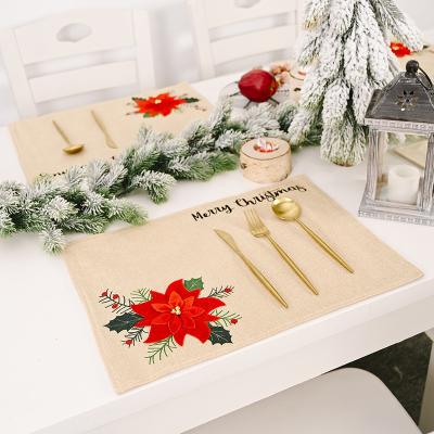 China Sustainable Christmas Decoration Supplies Large Table Christmas Props Flower Place Mat Red European And American Carpet for sale