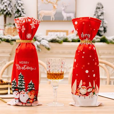 China Home Decor Christmas Decoration Supplies Red Color Wine Or Champagne Bottle Bag For Christmas for sale