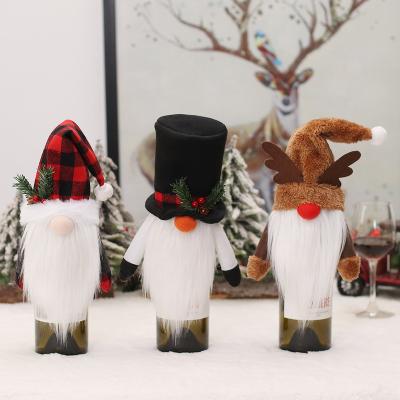 China Popular Novelty Acute Faceless Top Hat Doll Wine Bottle Cover Decoration For Christmas Home Decor for sale