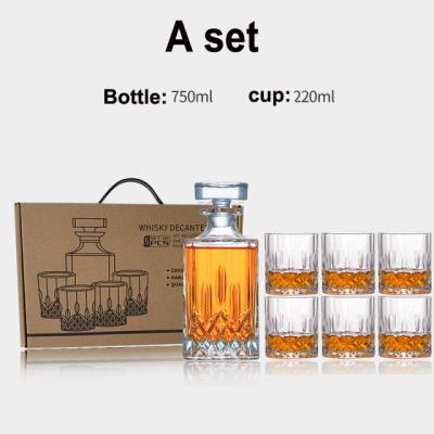 China New Beautiful Crystal Lead Free Sophisticated Decanter W ith Classic/Postmodern Glass Whiskey Set Decanter Stopper and Fine Cocktail Glasses for sale