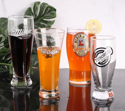 China American Style Multi Sizes Beer Glass Mug With Logo Printing Machine Bar Style Weissbier Pilsner Customized Blown British Beer Drinking Glass for sale