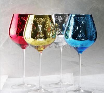 China WG-004 Daily Life Special Design Handmade Wine Goblet Glass, Silver and Gold Electroplating Long Stem Wine for sale