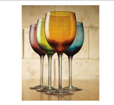 China WG-012 Daily Life Hand Mouth Flower Blown Colorful Wine Goblet Glass For Sale for sale