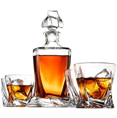 China NO GT-051 Whiskey Glass Decanter Set 5pcs European Design 12 Ounce Whiskey Glasses 100% Crystal Clear For Liquor Bo Lead Free for sale