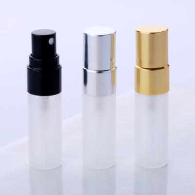 China Mini Personal Care 3ml Frosted Glass Portable Refillable Perfume Bottle Atomizer Spray Tester Sample Vials for sale