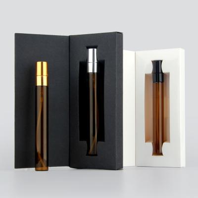 China Personal Care 10ml Printing Logo Amber Glass Perfume Bottle Atomizer Spray With Box Bottle Customized Package for sale